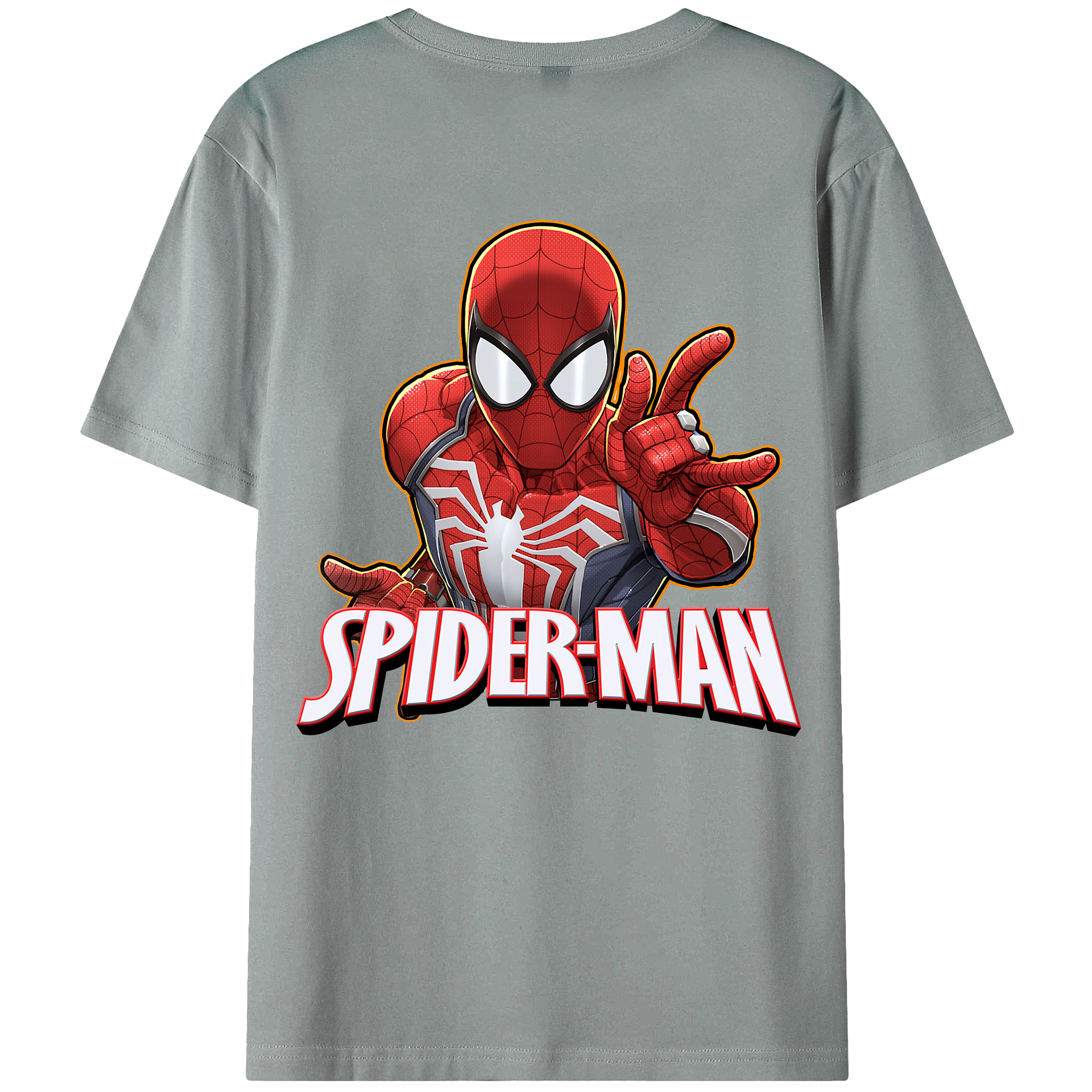 （画像用） Spider Man スパイダーマン 綿100％ メンズ半袖Tシャツ（バックプリント） 通気性